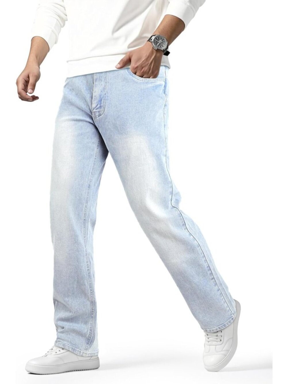 Men's Stretch Denim Straight Fit Jeans | Comfortable Casual Pants for Everyday